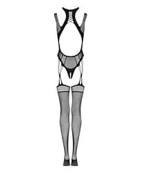 Ажурний бодістокінг з отворами Obsessive Bodystocking G327 black чорний комбінезон з дос S/M/L - мініатюра 6