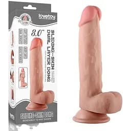 Фаллоимитатор LoveToy Sliding-Skin Dual Layer Dong 20 см телесный