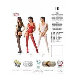 Бодістокінг Passion BS046 комбінезон з імітацією панчохи S/M/L white - мініатюра 5