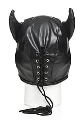 Маска Master Series Dungeon Demon Bondage Mask with Horns - Black - мініатюра 4