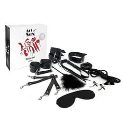 Набір Art of Sex - BDSM Set Leather, 10 предметів, натуральна шкіра, Чорний - мініатюра 3