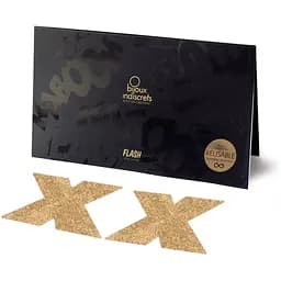 Пестис - стыкины Bijoux Indiscrets - Flash Cross Gold, наклейки на соски