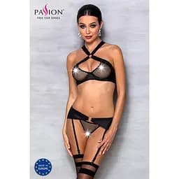 Сітчастий набір: бюстгальтер із халтером Passion Amanda Set black L/XL - мініатюра 3