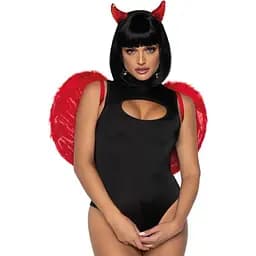 Еротичний костюм Leg Avenue Marabou feather devil wings Red One size - мініатюра 4