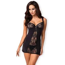 Сорочка і стрінги Obsessive Heartina L/XL чорний