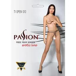 Колготки тілесні з відкритим доступом контрастна лінія Tiopen 010 beige (20 den) - Passion 1/2 - мініатюра 5