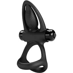 Ерекційне кільце Pretty Love Vibration Cock Ring 9.9 см чорний