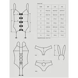 Еротичний костюм зайчика Obsessive Bunny suit 4 pcs costume pink S/M - мініатюра 7