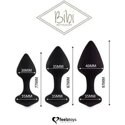 Набір силіконових анальних корків FeelzToys Bibi Butt Plug Set 3 шт. Black - мініатюра 2
