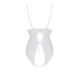 Боді з ажурним декором та відкритим кроком Passion Ursula Body white L/XL - мініатюра 4