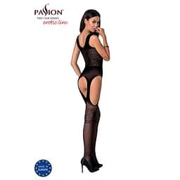 Бодістокінг Passion BS061 комбінезон імітація панчохи S/M/L black - мініатюра 4