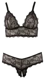 Комплект білизни Cottelli Collection Bra And String XL чорний - мініатюра 5