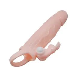 Насадка на пеніс Baile Brave Men Vibro Penis Sleeve 17 см тілесний - мініатюра 3