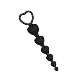 Силіконове анальне фігурне намисто HeartBeads 14,5 см діаметр 1,5 / 1,9 / 2,3 / 2,7 / 3,1 см чорне
