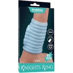 Насадка на пенис с вибрацией Lovetoy Knights Ring Vibrating Wave 10 см голубой