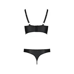 Комплект з еко-шкіри з люверсами та ремінцями Passion Malwia Bikini black L/XL - мініатюра 4