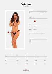 Прозорі стрінги із доступом Obsessive Celia Noir crotchless thong XS/S - мініатюра 7