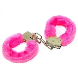 Нежные BDSM-наручники "Меховые границы" с ключом One Size розовые