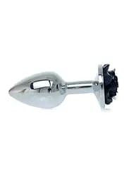Металева анальна пробка Boss Jewellery Silver Plug Rose 9 см (чорний) - мініатюра 4