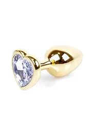 Анальна пробка - Jewellery Gold Heart Plug Clear - мініатюра 2