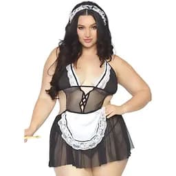 Еротичний костюм Leg Avenue Roleplay Fantasy French Maid + 1X-2X Black/White One size