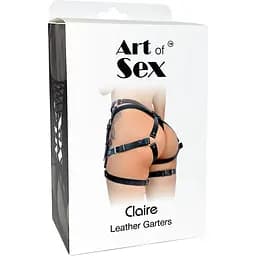 Гартери Art of Sex Claire, натуральна шкіра, розмір XS-М, колір чорний - мініатюра 4