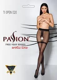 Колготки з відкритим доступом імітація панчох Passion Tiopen 020 black 3/4 (20 den) - мініатюра 5
