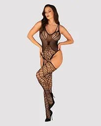 Ажурний бодістокінг під павутину Obsessive Bodystocking G325 black чорний комбінезон імітації S/M/L - мініатюра 3
