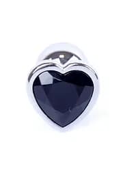 Анальна пробка - Jewellery Silver Heart Plug Black - мініатюра 4
