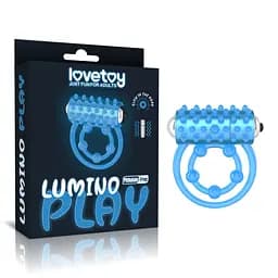 Подвійне кільце для пеніса з вібрацією Lovetoy Lumino Play блакитний - мініатюра 2