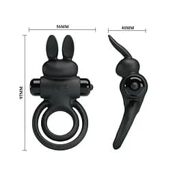 Ерекційне кільце - Pretty Love Vibro Penis Ring Bunny III Black LyBaile BI-210206 89789 - мініатюра 2