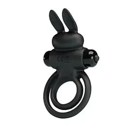 Віброкільце Pretty Love Vibro Penis Ring Bunny III 9.7 см чорний - мініатюра 3