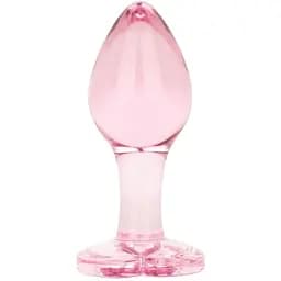 Анальна пробка EasyToys Anal Plug Glass M 8.3 см (рожевий)