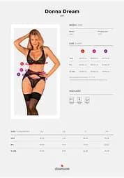 Еротичний комплект нижньої білизни Obsessive Donna Dream XS/S чорний - мініатюра 8