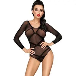 Боди Penthouse High On Love Black глубокий вырез на спине имитация стреп XL