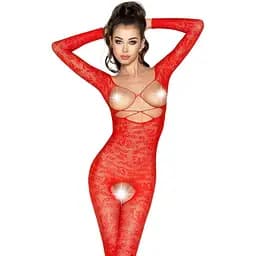 Бодистокинг Passion BS031 комбинезон с открытой грудью S/M/L red