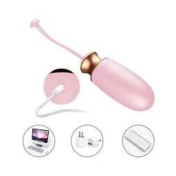 Віброяйце Vibrating Silicone Love Egg Pink, USB, 10 Function, Heating, Voice Control - мініатюра 9