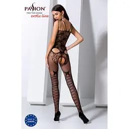 Ажурний бодістокінг із інтимними вирізами Passion BS076 black One size - мініатюра 4