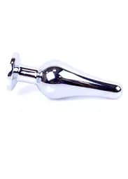Анальна пробка - Jewellery Silver Long Plug Black - мініатюра 5