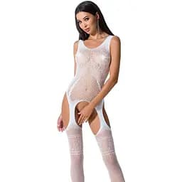 Бодистокинг Passion BS061 комбинезон имитация чулок S/M/L white