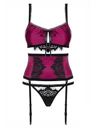 Комплект білизни Obsessive 861-SEG-5 set, S/M (вишневий)