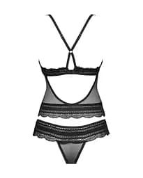 Напівпрозорий набір із прикрасами Obsessive Ivannes top & thong S/M - мініатюра 6