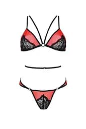 Комплект білизни Passion Peonia Set L/XL red бра трусики - мініатюра 3