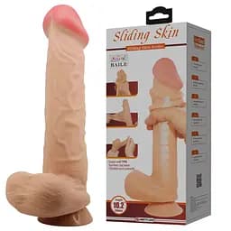 Фалоімітатор Baile Sliding Skin Bendable 10.2'' 26 см тілесний - мініатюра 10