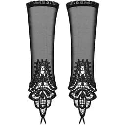 Сітчасті мітенки з мереживом Obsessive Luiza mittens One Size, чорні