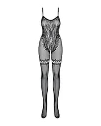 Бодістокінг Obsessive Bodystocking F213 XL/XXL імітація мереживного боді та гумки для панчох XL/XXL - мініатюра 5