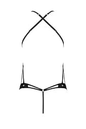 Боді з відкритим доступом Passion TASMINA Body XXL/XXXL black екошкіра шнурівки ажурні мережива - мініатюра 4