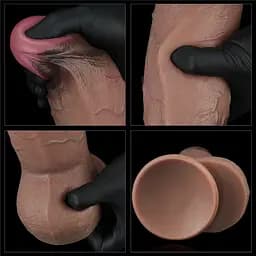 Фалоімітатор Dual-Layered Silicone Nature Cock 9.5'' 24.6 см (коричневий) - мініатюра 11