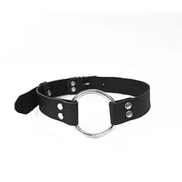 Кляп Металлическое кольцо из натуральной кожи Art of Sex - Gag Ring Metal, цвет Черный