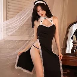 Костюм для рольових ігор Хтива черниця One Size (S-M) еротичний рольовий костюм монашка чорний